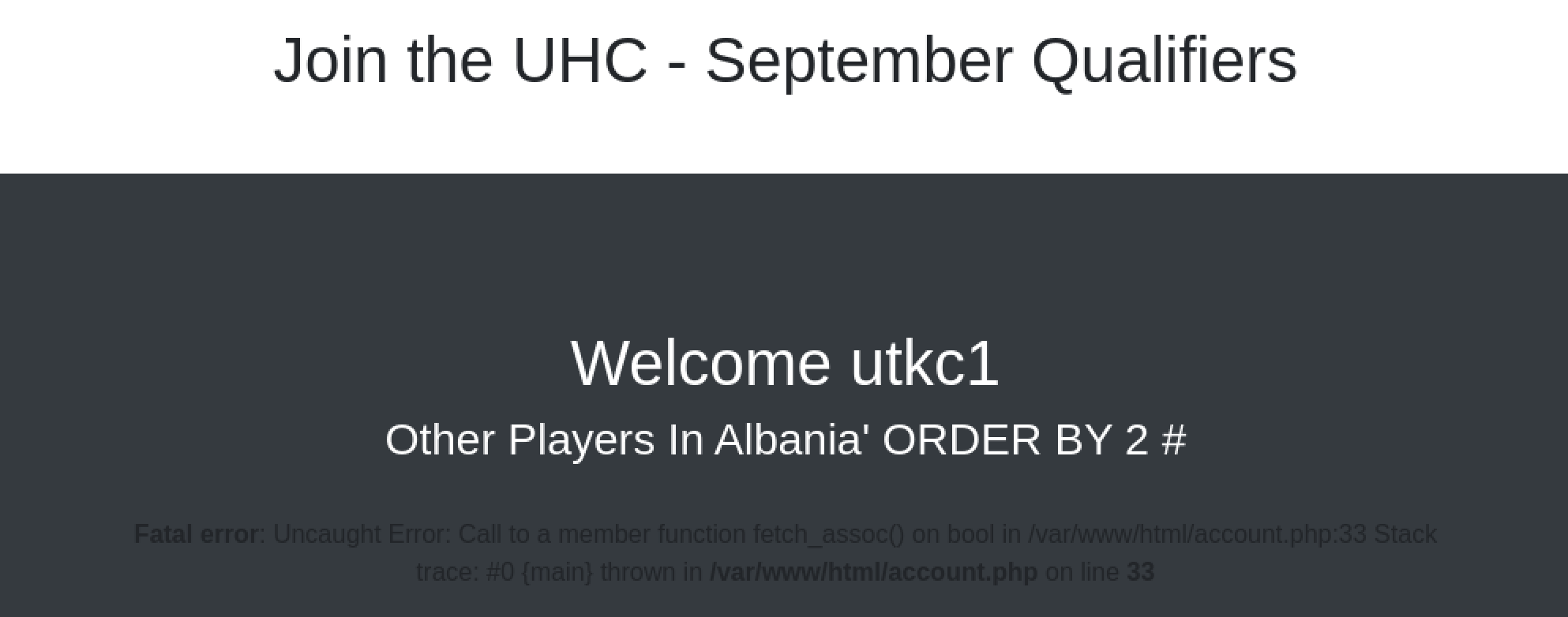 error message in order by query